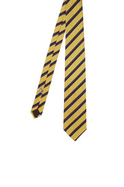 yellow regimental tie with blue stripes