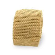 Yellow tightly woven silk knit tie