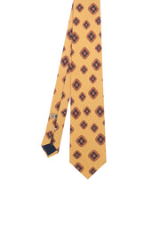 Tokyo - cravatta in seta giallo senape con stampa vintage