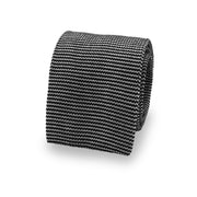 black and white striped knitted tie