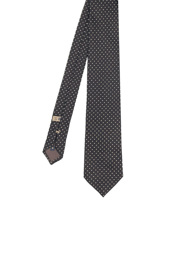 Cravatta jacquard nera con pois bianchi - Fumagalli 1891