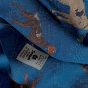 Sciarpa con frange blu con cani da caccia stampati - Fumagalli 1891