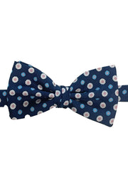 Blue little floral patterned printed ready-tie bow tie
