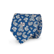 Blue paisley tie and brown pocket square set