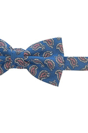 Blue pink paisley printed ready tie bow tie