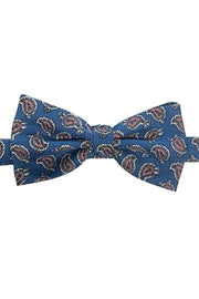 Blue pink paisley printed ready tie bow tie