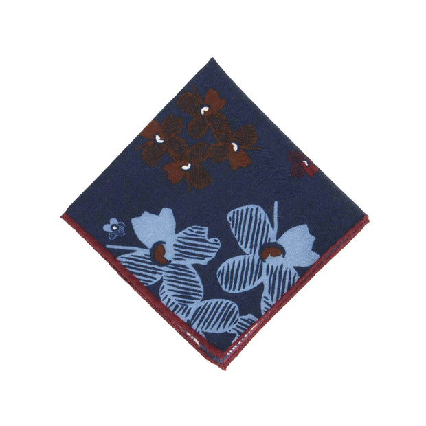 Burgundy grenadine tie and blue pocket square set - Fumagalli 1891