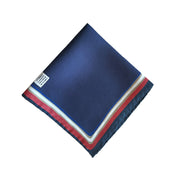 Blue plain with red frame printed silk pocket square