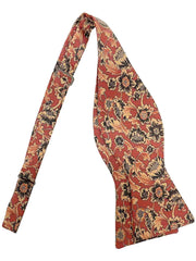 Red macro floral printed self-tie bow tie