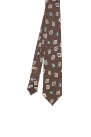 TOKYO - Cravatta stampata con medaglioni su fondo marrone