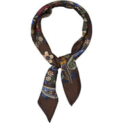 Brown floral & paisley silk & cotton handmade scarf 60