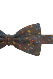 Brown little floral printed ready tie bow tie