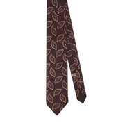 Brown printed vintage design silk hand made tie