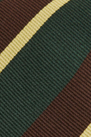 brown, green & yellow regimental silk hand made tie