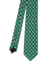 Green diamonds & squares printed pure silk hand made tie