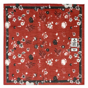Fazzoletto rosso in lino-cotone con design floreale