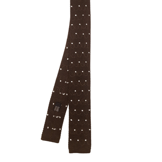 Brown silk knitted tie - Fumagalli 1891