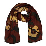 Burgundy floral cashmere hand made scarf