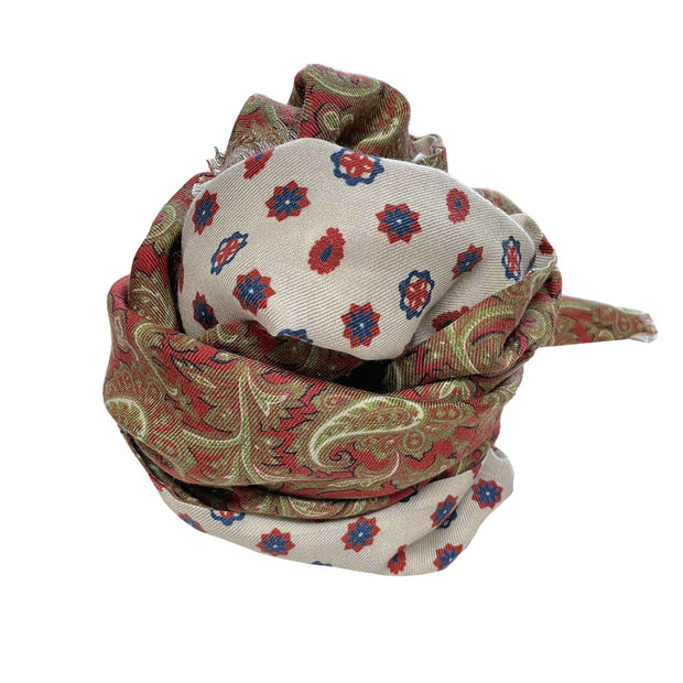 Double face scarf paisley and little flower cashmere and silk