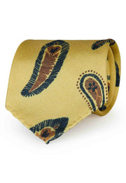 TOKYO - Cravatta in seta sfoderata gialla con stampa paisley