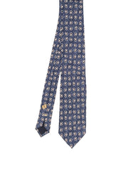 Cravatta stampata blu con micro design classico -Fumagalli 1891
