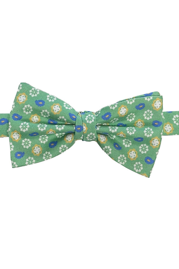 Green little medallion patterned printed ready tie bow tie