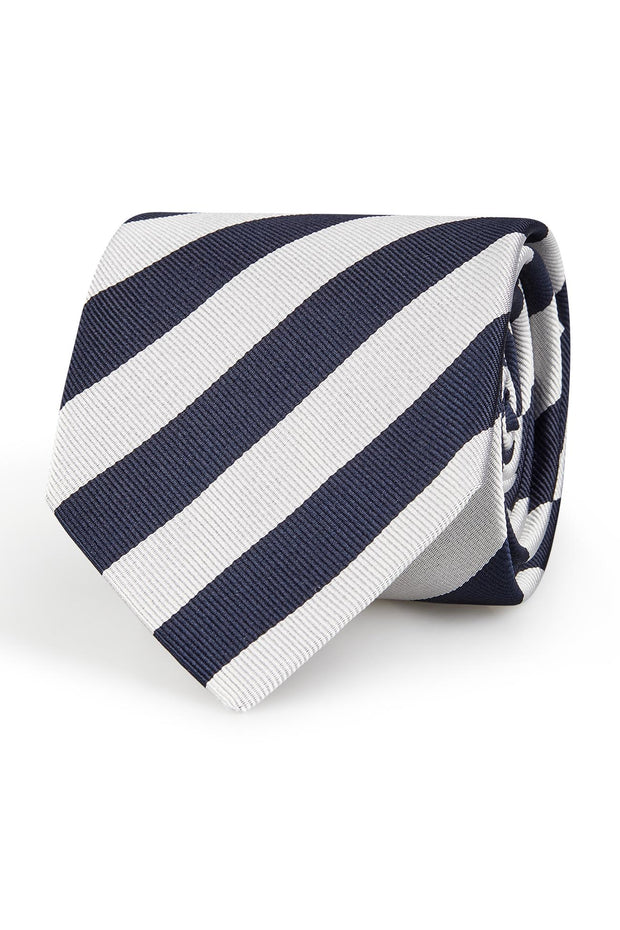 Regimental grey and blue silk tie