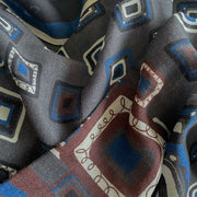 Grey geometrical design printed wool scarf