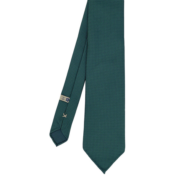 Green panama pure silk unlined handmade tie- Fumagalli 1891