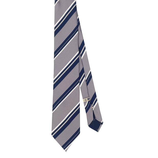 Cravatta inseta a righe asimmetriche grigia e blu - Fumagalli 1891