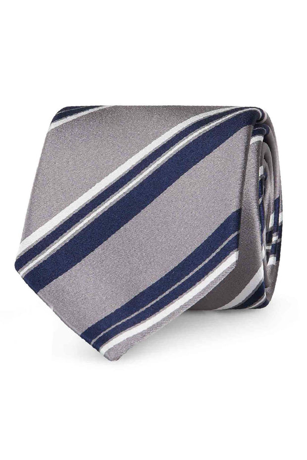 Grey and blue regimental classic silk hand made tie