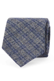 Grey classical tartan pattern unlined hand made wool tie