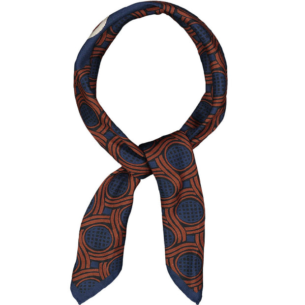 Bandana foulard rosso e blu stampato in seta