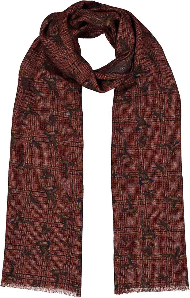 Double face printed red & brown wool hand made scarf