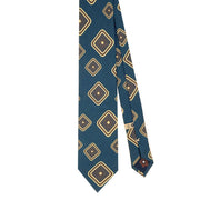 TOKYO - Blue macro medallion silk printed hand made tie