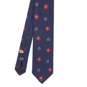 Blue floral pattern jacquard hand made tie