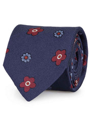 Blue floral pattern jacquard hand made tie