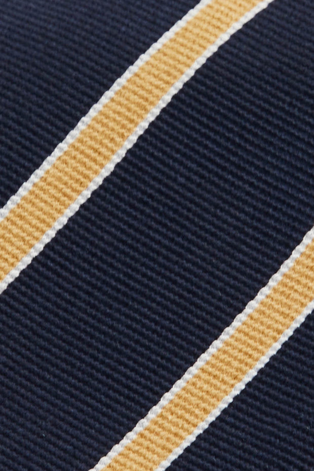 Blue & yellow little striped silk hand made tie