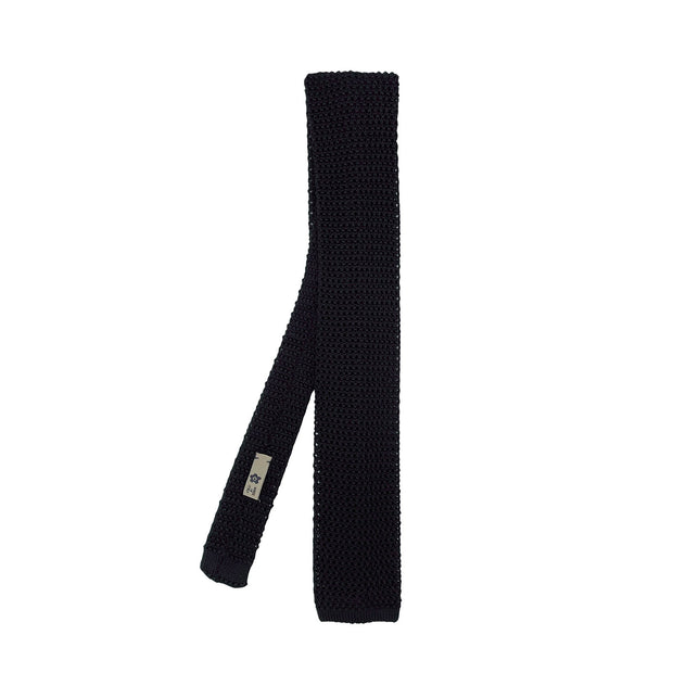 Black plain pure silk knitted tie