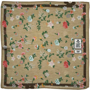 Light brown floral cotton & linen pocket square