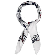 White printed sea design silk scarf 60