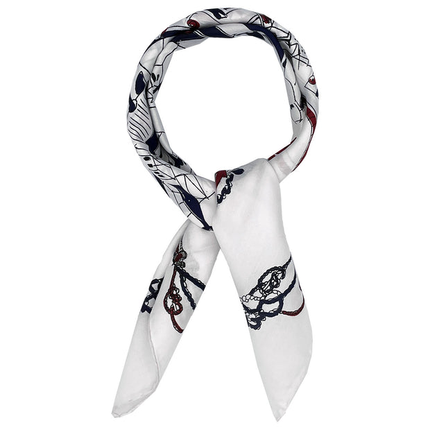 Bandana foulard in twill di seta con design marino