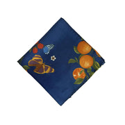 Fazzoletto blu con mandarini in seta-cotone 