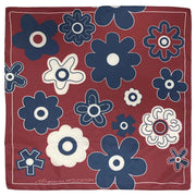 Bandana foulard rosso, blu e bianco con stampa macro floreale 