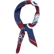 Burgundy, blue and white macro floral printed hand made neckerchief
