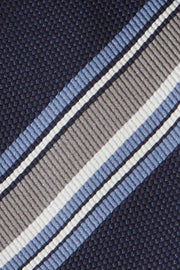 Blue & grey asymmetrical striped regimental silk tie