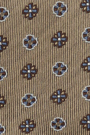 LIGHT BROWN LITTLE FLORAL PATTERNED SILK HAND MADE TIE