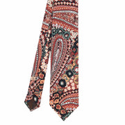 Red brick floral & paisley silk printed hand made tie