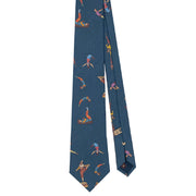 Blue circus design printed silk hand made archive tie