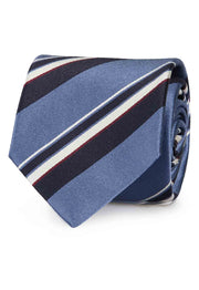 Light blue, blue and white regimental vintage silk tie